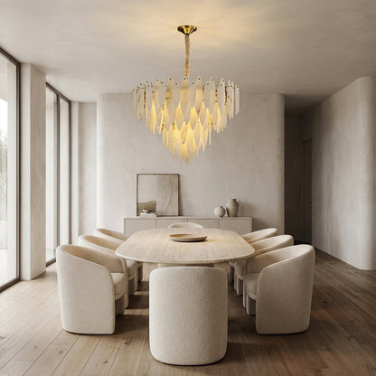 Halo Modern Natural Alabaster Tiered Ring chandelier 32"D