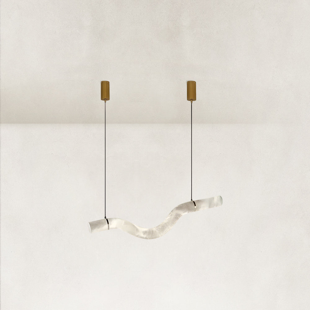 Verve Double Wave Alabaster Tube Pendant Light