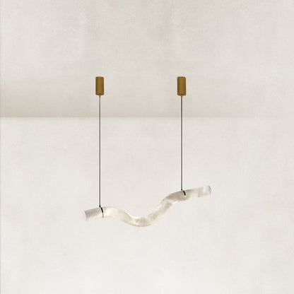 Verve Double Wave Alabaster Tube Pendant Light