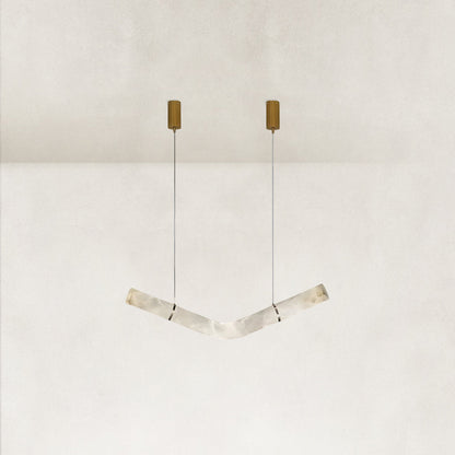 Verve V-Shape Alabaster Tube Pendant Light 47"L