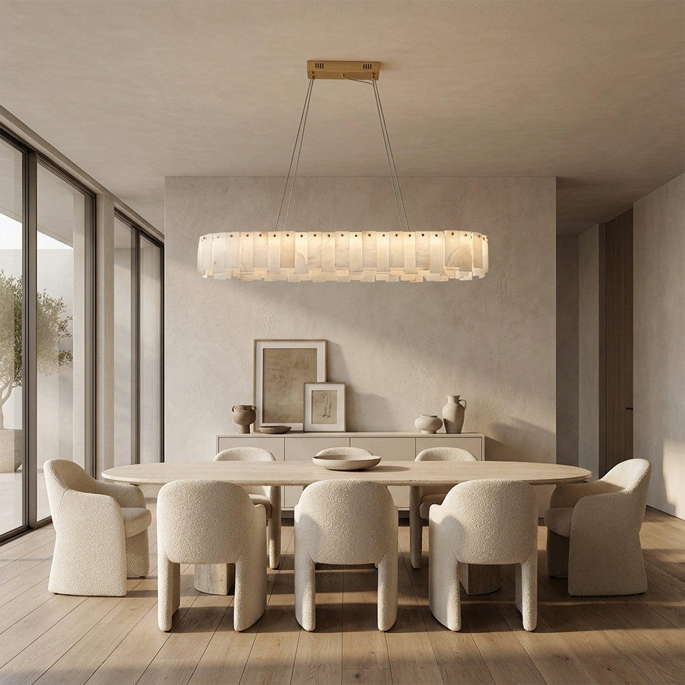 Serene Pillar Natural Alabaster Linear chandelier 39"W