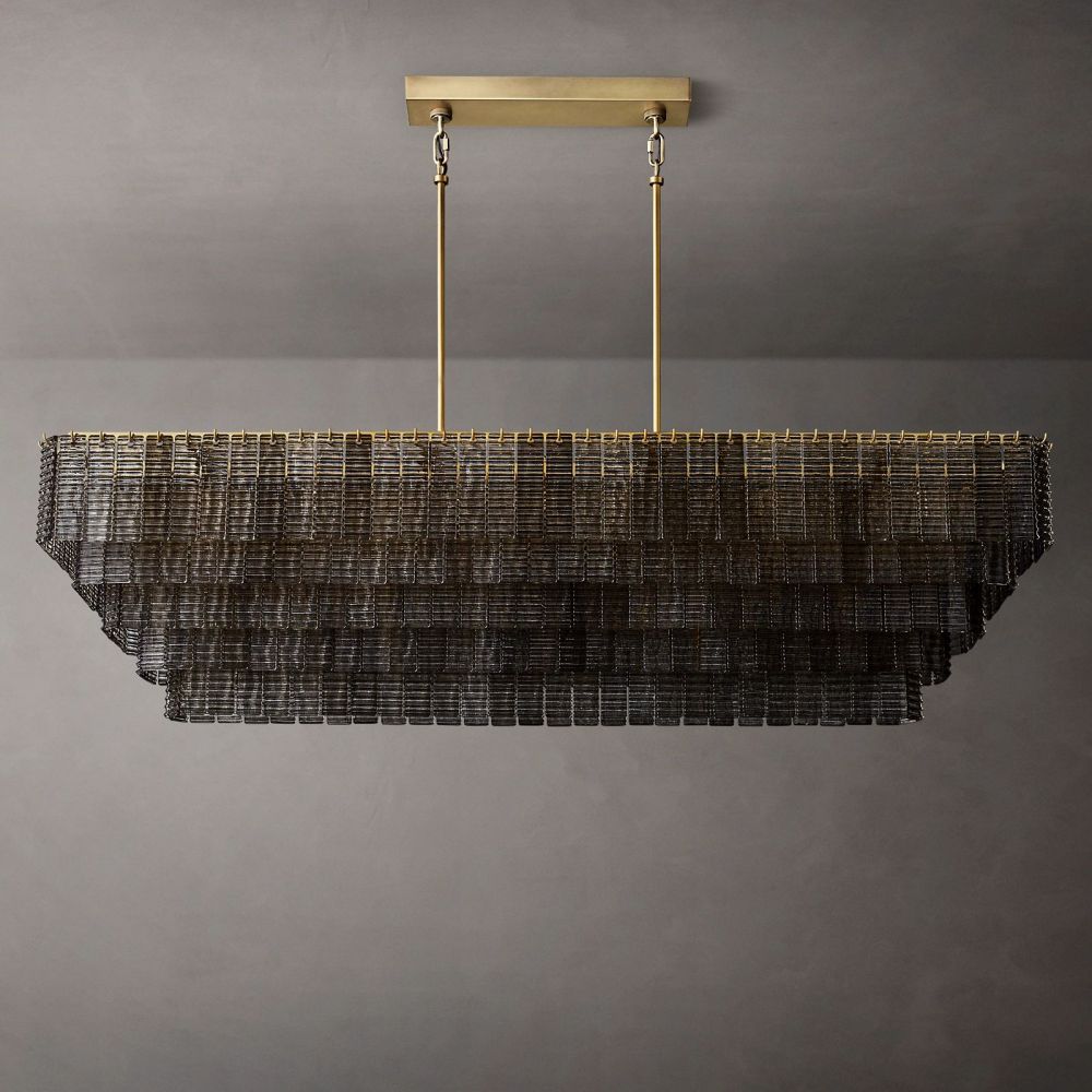 Shakiesha Glass Rectangle Chandelier 77"W