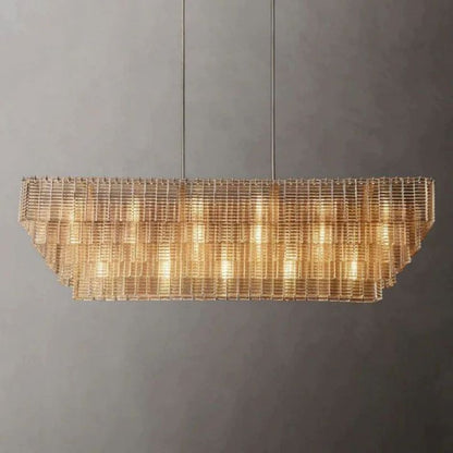 Shakiesha Glass Rectangle Chandelier 77"W