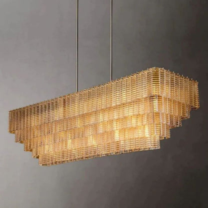 Shakiesha Glass Rectangle Chandelier 77"W