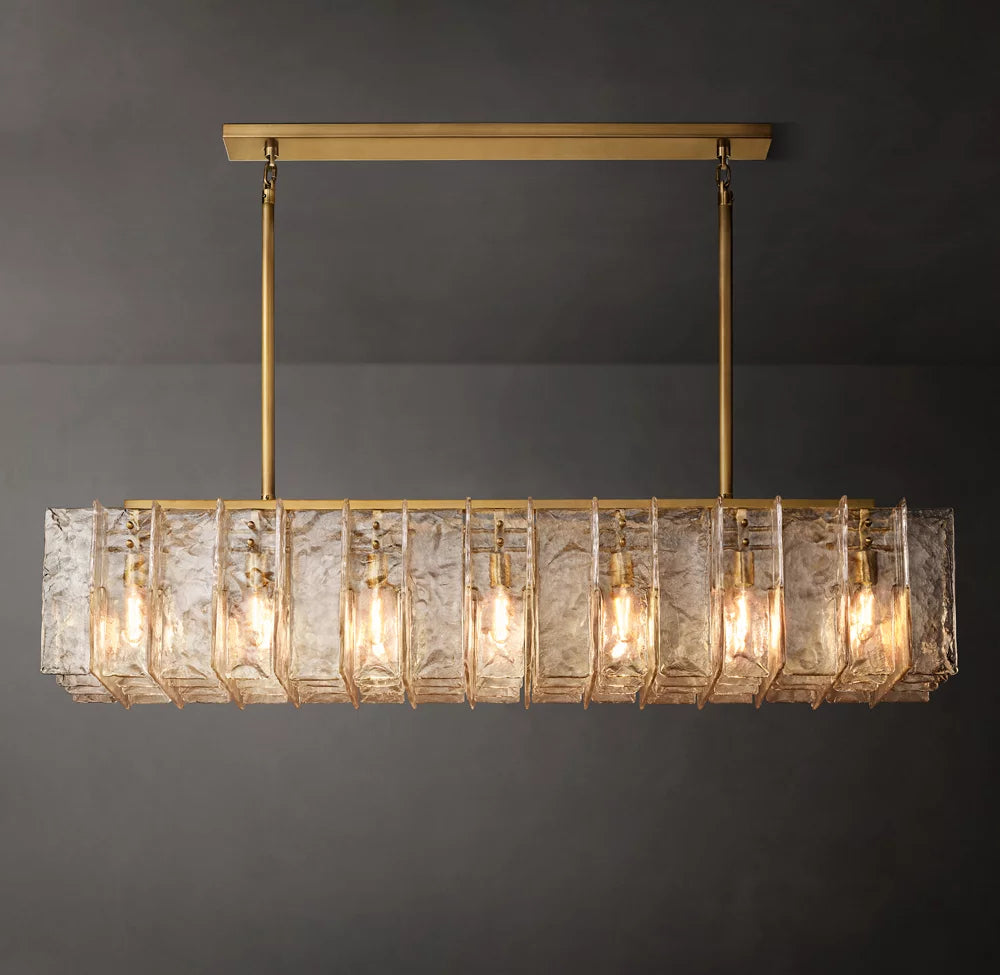 Sharon Smoke Glass Linear Chandelier 67"