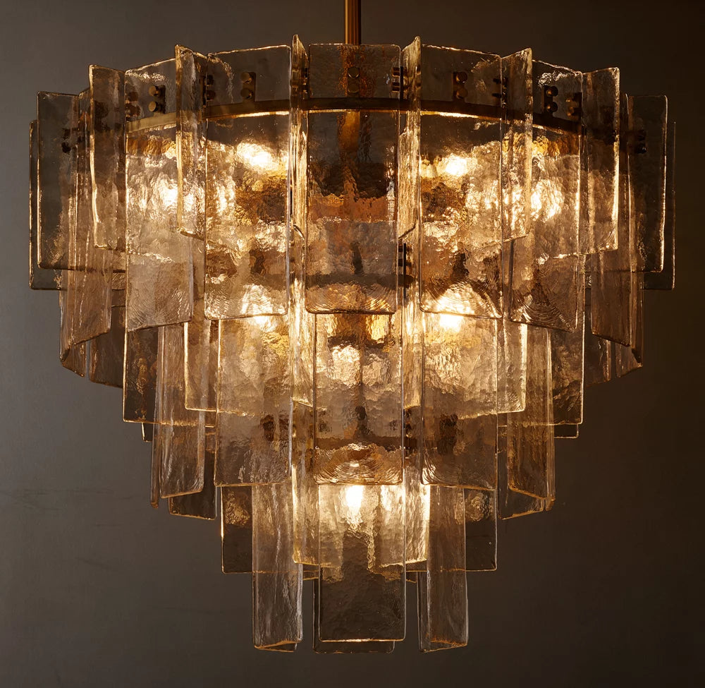 Sharon Smoke Glass Tiered Round Chandelier 36"