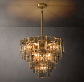 Sharon Smoke Glass Tiered Round Chandelier 36"