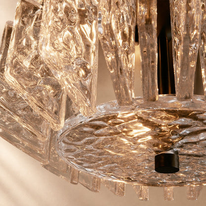Steele Deco Brass Flush Mount with Textured Glass Panels