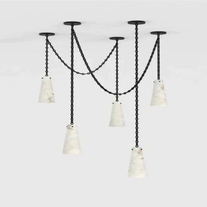 Alabaster Steven Contemporary Vintage 5-Light Pendant