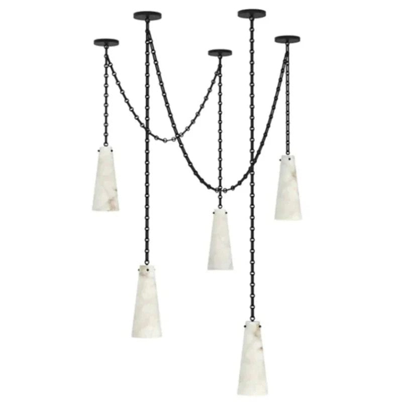 Alabaster Contemporary Vintage 5-Light Pendant