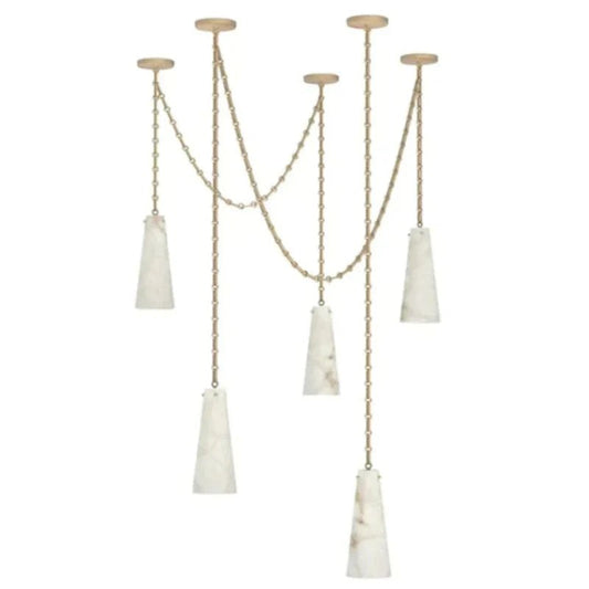 Alabaster Contemporary Vintage 5-Light Pendant