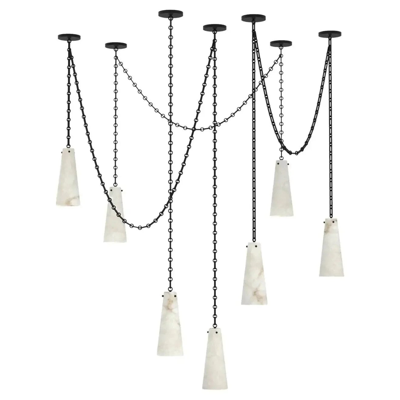 Alabaster Contemporary Vintage 7-Light Pendant