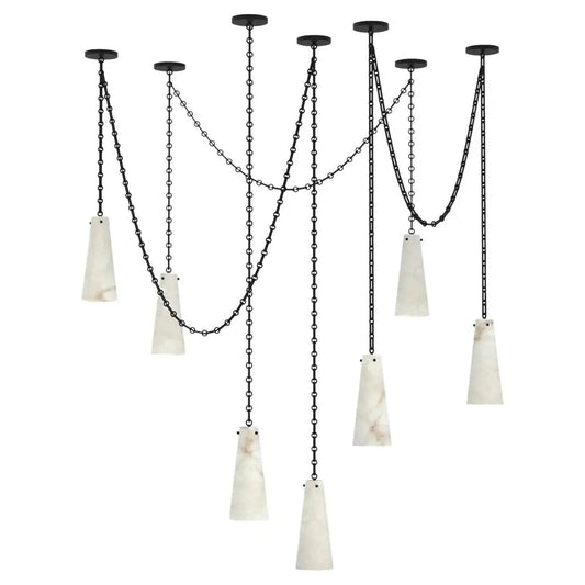 Alabaster Steven Contemporary Vintage 7-Light Pendant