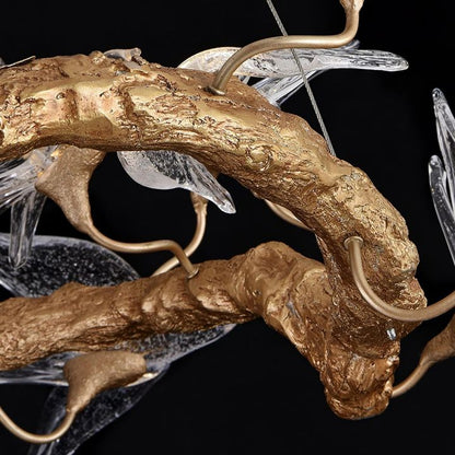 Swallow Glass Tree Branch Round Chandelier
