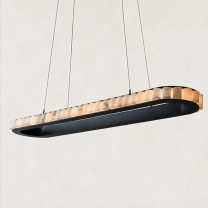 Velmora Oval Ring Natural Alabaster Chandelier 59"W