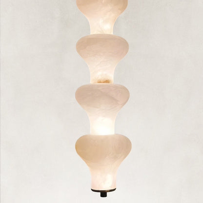 Vertical Sculptural Cluster Alabaster Pendant 6"D