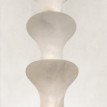 Vertical Sculptural Cluster Alabaster Pendant 6"D