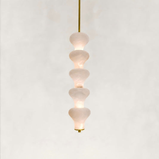 Vertical Sculptural Cluster Alabaster Pendant 6"D