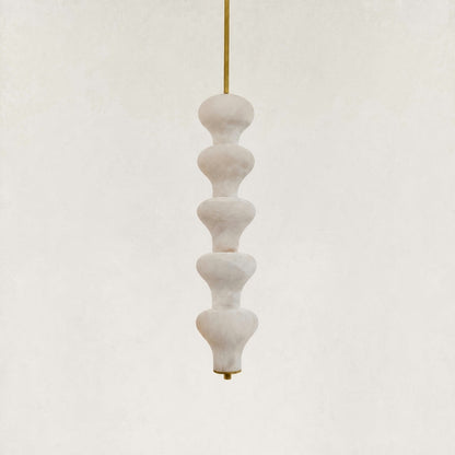 Vertical Sculptural Cluster Alabaster Pendant 6"D