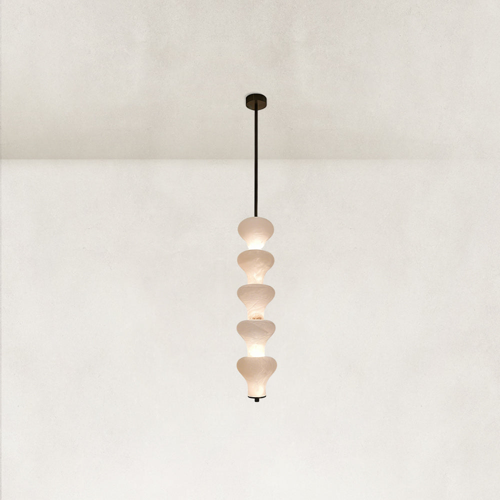 Vertical Sculptural Cluster Alabaster Pendant 6"D