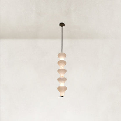 Vertical Sculptural Cluster Alabaster Pendant 6"D