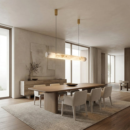 Verve Linear Alabaster Tube Pendant Light 47"L