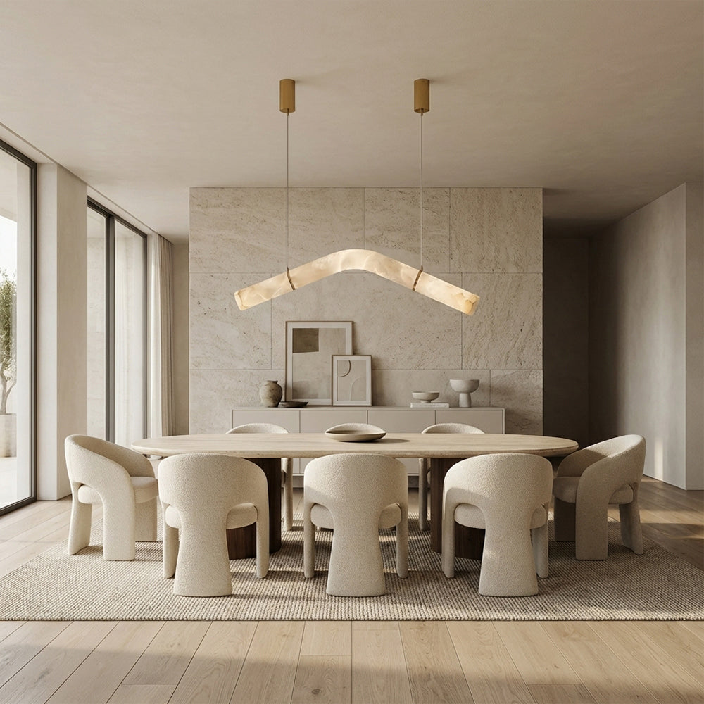 Verve Arch Alabaster Tube Pendant Light 47"L