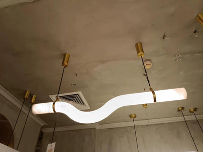 Verve Double Wave Alabaster Tube Pendant Light