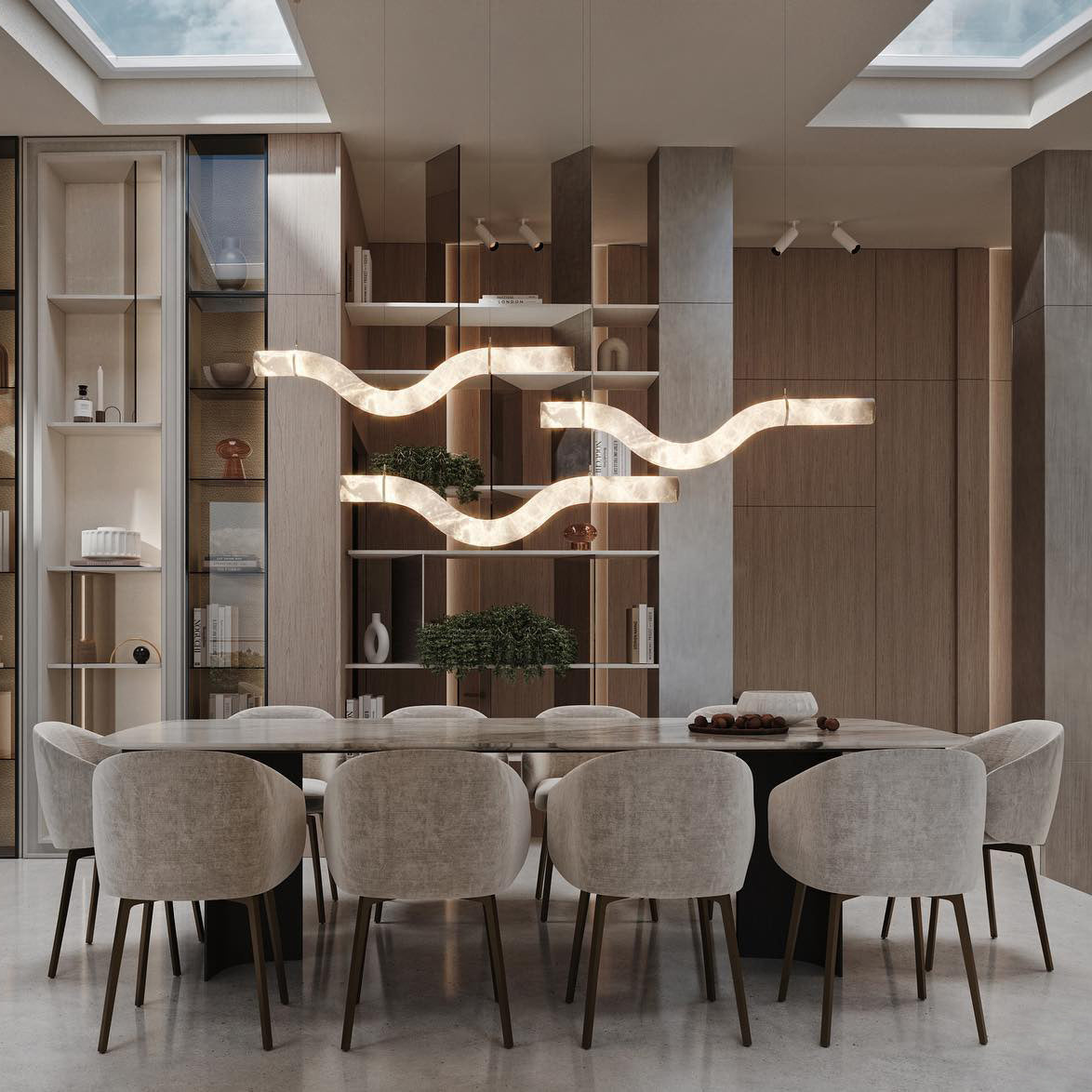 Verve Single Wave Alabaster Tube Pendant Light 59"L
