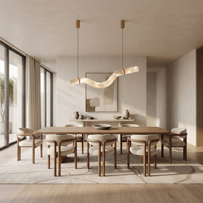 Verve Double Wave Alabaster Tube Pendant Light