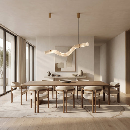 Verve Double Wave Alabaster Tube Pendant Light
