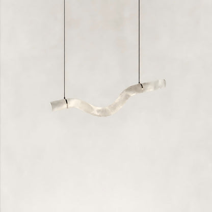 Verve Double Wave Alabaster Tube Pendant Light