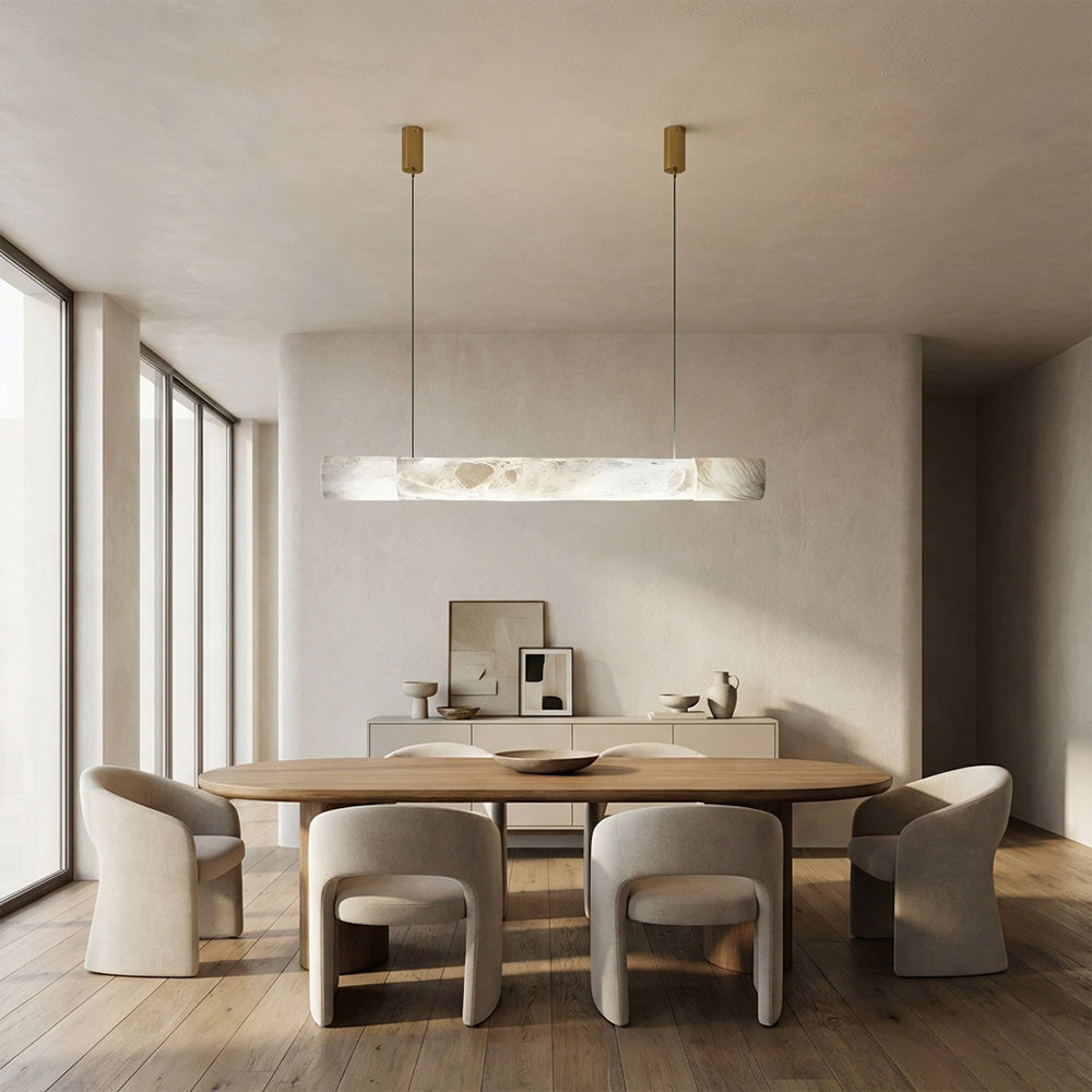 Verve Linear Alabaster Tube Pendant Light 59"L