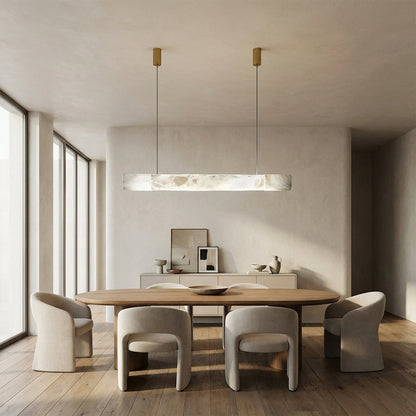 Verve Linear Alabaster Tube Pendant Light 59"L