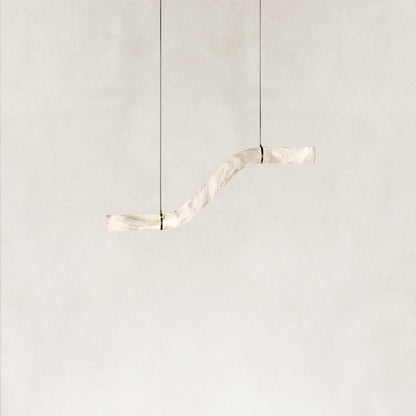 Verve Single Wave Alabaster Tube Pendant Light 59"L