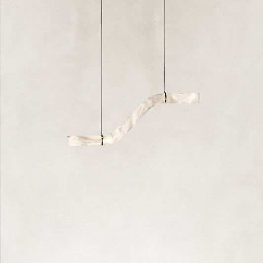 Verve Single Wave Alabaster Tube Pendant Light 59"L