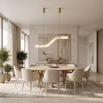 Verve Single Wave Alabaster Tube Pendant Light 59"L