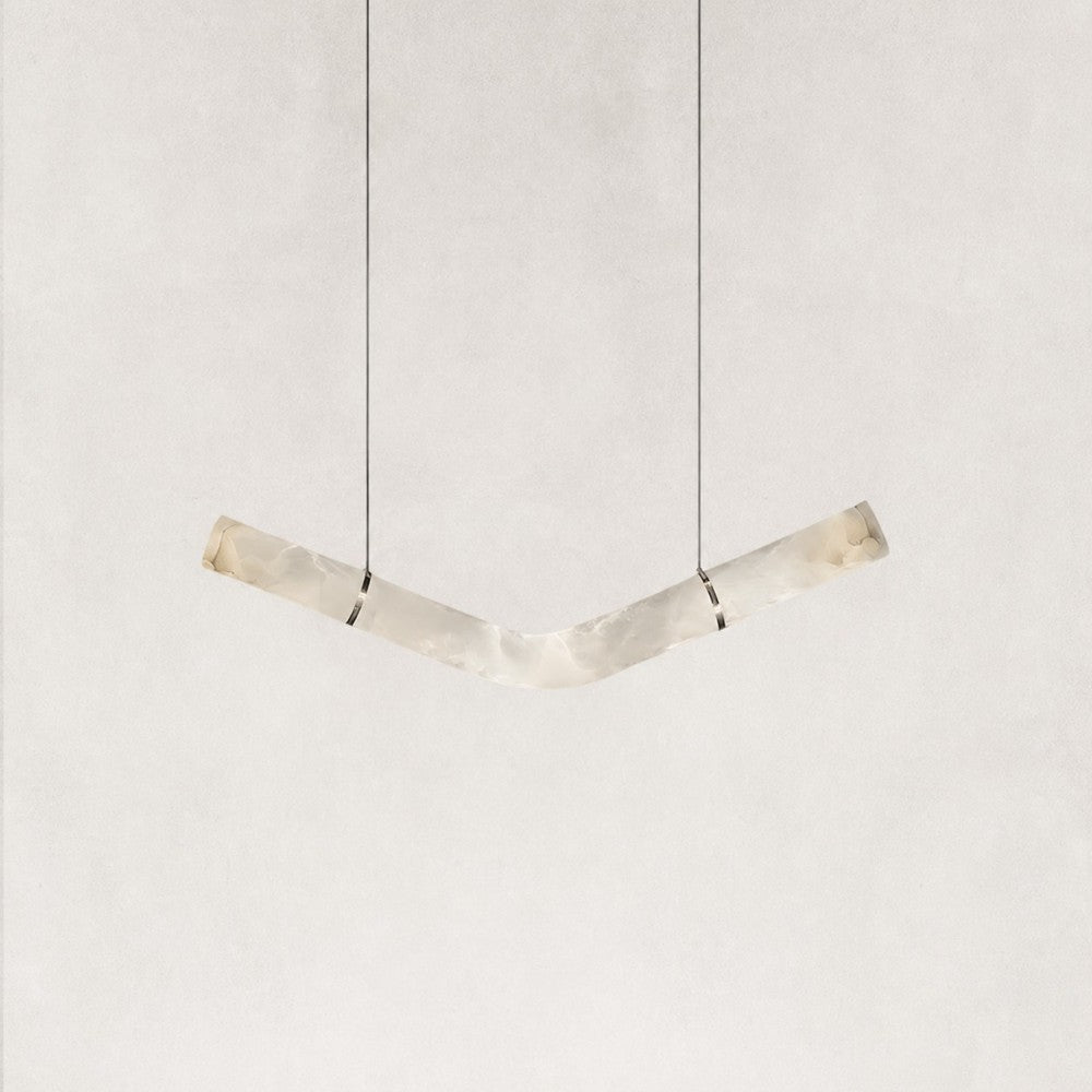 Verve V-Shape Alabaster Tube Pendant Light 47"L