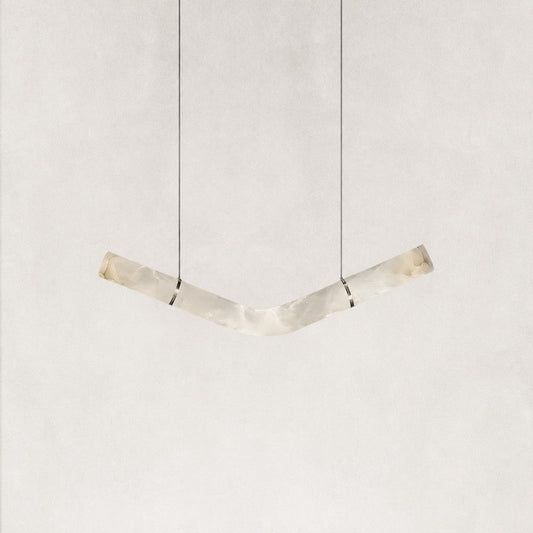 Verve V-Shape Alabaster Tube Pendant Light 59"L