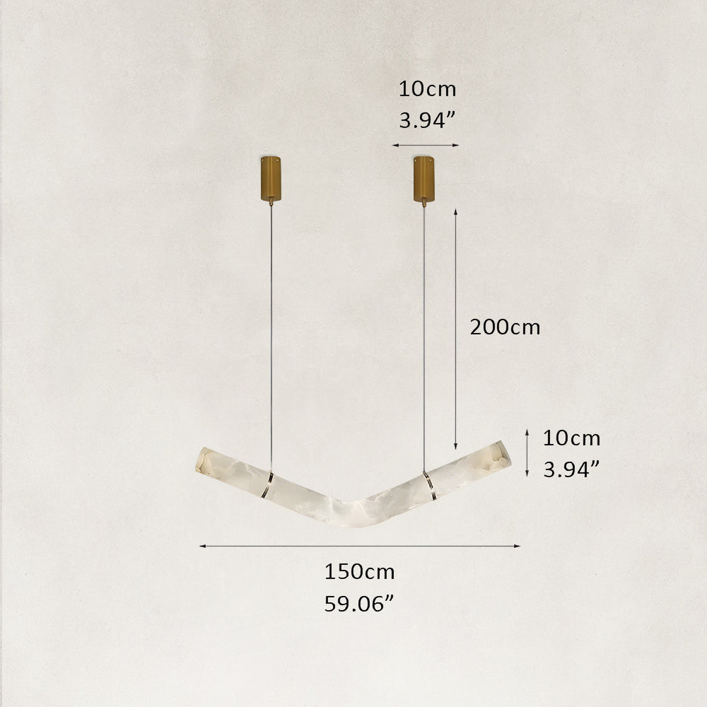 Verve V-Shape Alabaster Tube Pendant Light 59"L
