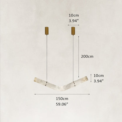 Verve V-Shape Alabaster Tube Pendant Light 59"L