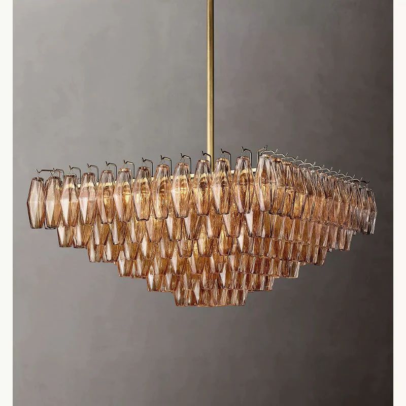 Vicky Smoke Glass Square  Dining Room Chandelier 32"