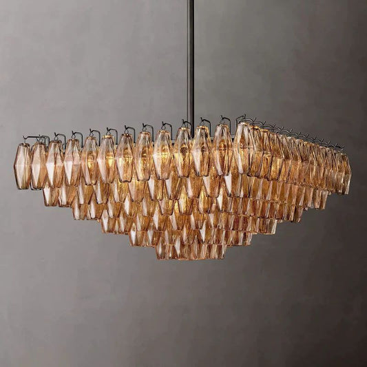 Vicky Smoke Glass Square  Dining Room Chandelier 32"