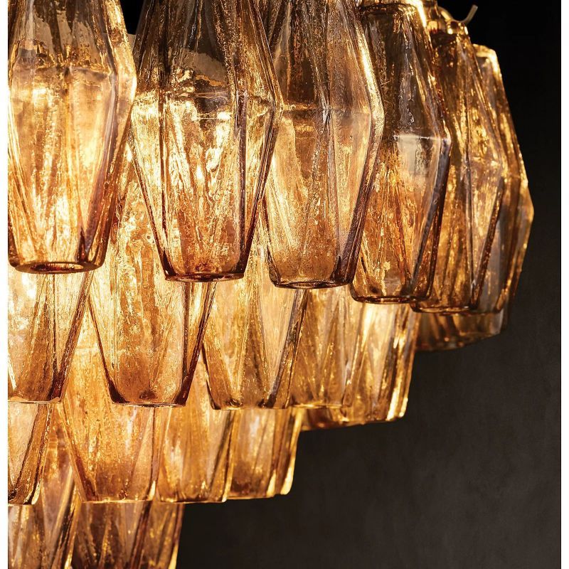Vicky Smoke Glass Square  Dining Room Chandelier 32"