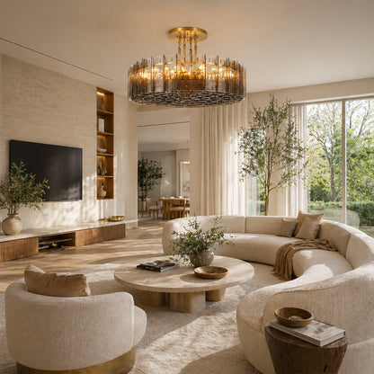 Zeal Modern Round Smoke Glass Chandelier