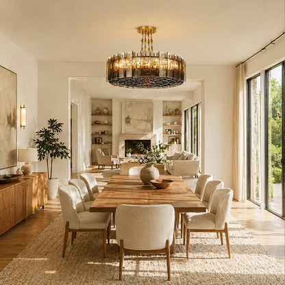 Zeal Modern Round Smoke Glass Chandelier