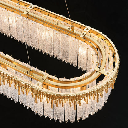 Ethereal Flow Crystal Glass Rectangular Chandelier 40"W