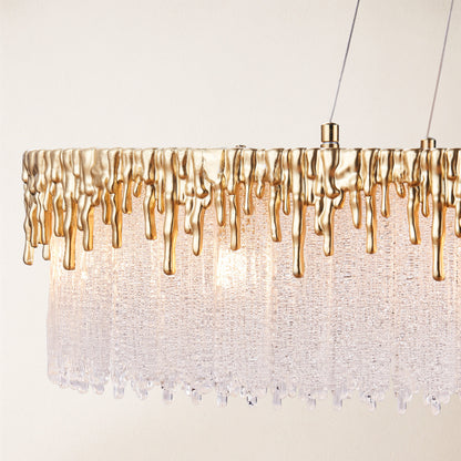 Ethereal Flow Crystal Glass Rectangular Chandelier 40"W