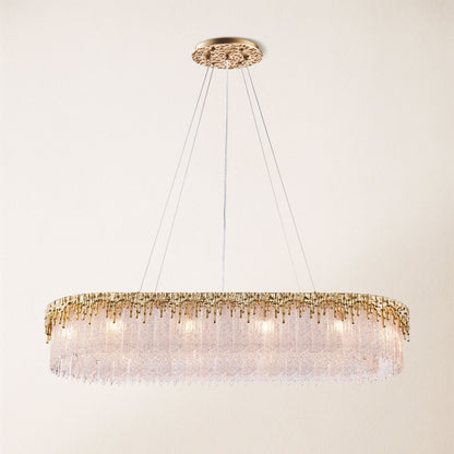 Ethereal Flow Crystal Glass Rectangular Chandelier 40"W
