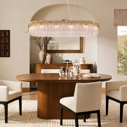 Ethereal Flow Crystal Glass Rectangular Chandelier 40"W